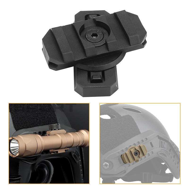 Adaptador de montagem de trilho lateral de capacete 360 ​​graus rotação tático Airsoft rápido 19 mm