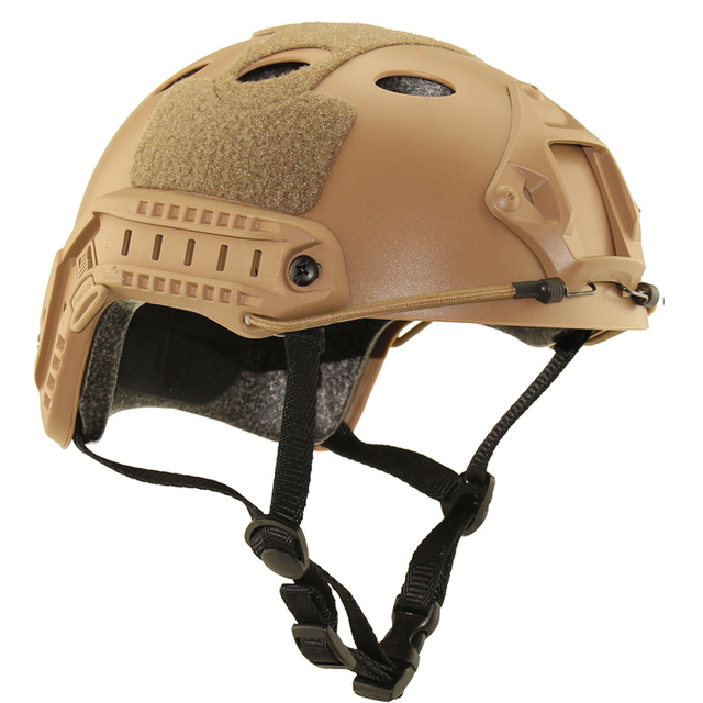 Capacete rápido de airsoft tático tipo PJ com montagem NVG e trilho lateral