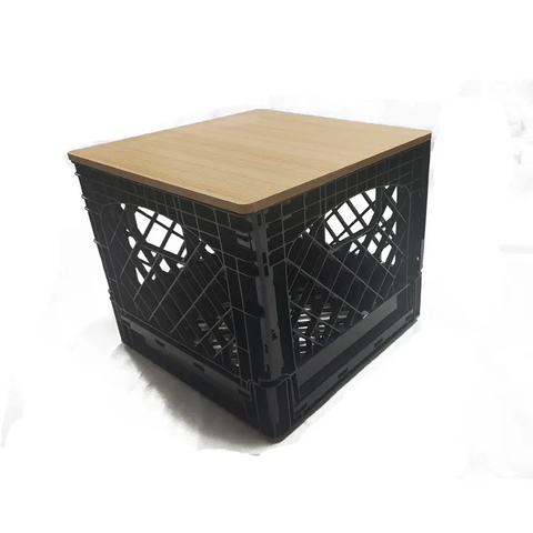 Plástico quadrado caixa de leite dobrável da caixa de armazenamento de 16 quartos com tampa de madeira