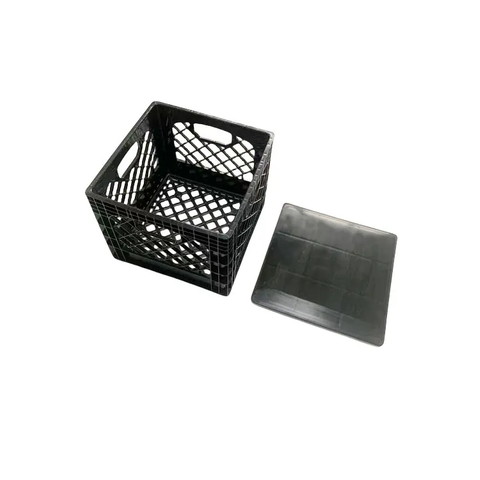 Caixa de leite de laticínios desdobrada de plástico quadrado empilhável de 16 quartos com tampa